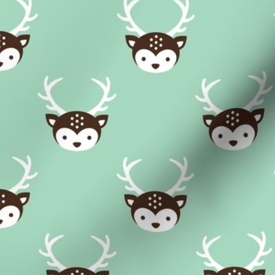 Cute retro kids uni colorful reindeer antlers deer fall illustration pattern MINT