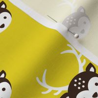 Cute uni kids reindeer antlers deer illustration pattern LIME GREEN