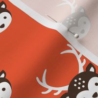 Cute kids uni colorful reindeer antlers deer illustration pattern HOT ORANGE