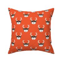 Cute kids uni colorful reindeer antlers deer illustration pattern HOT ORANGE