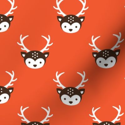 Cute kids uni colorful reindeer antlers deer illustration pattern HOT ORANGE