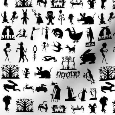 silhouettes wood life creatures