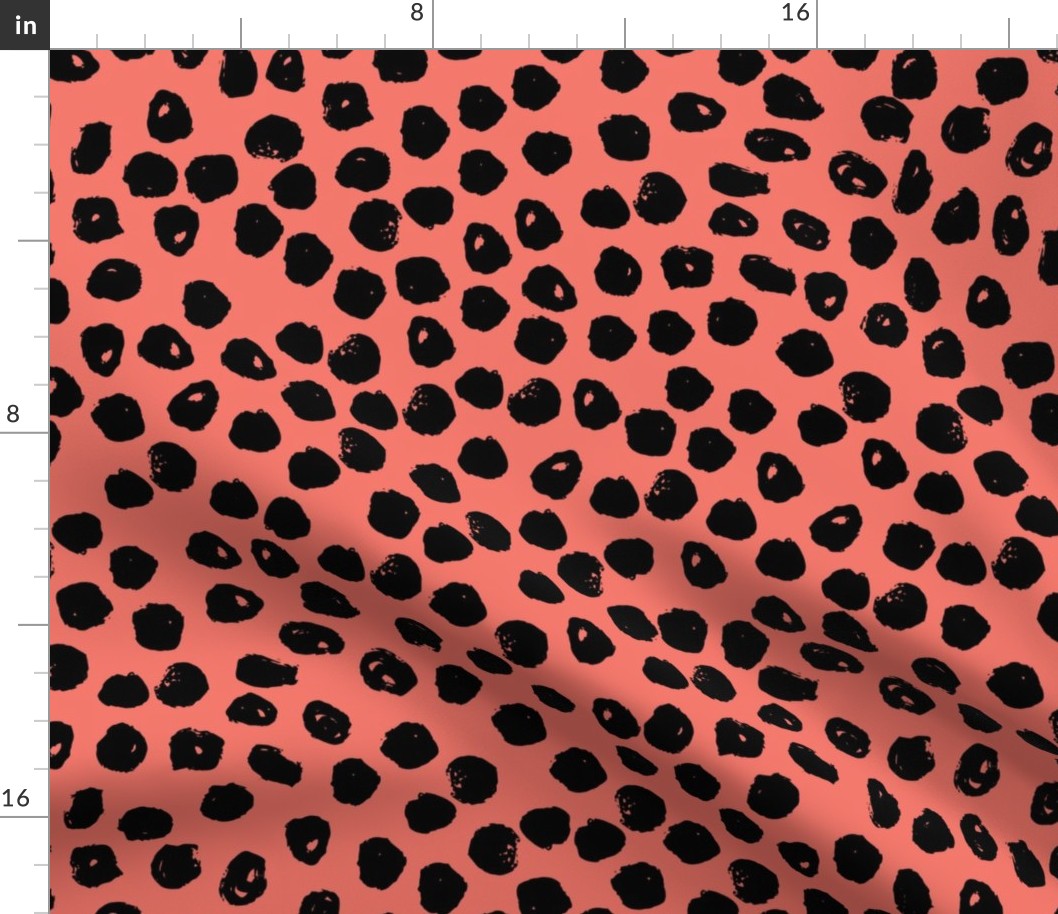 dots // coral and black inky dots dot fabric coral fabric andrea lauren design