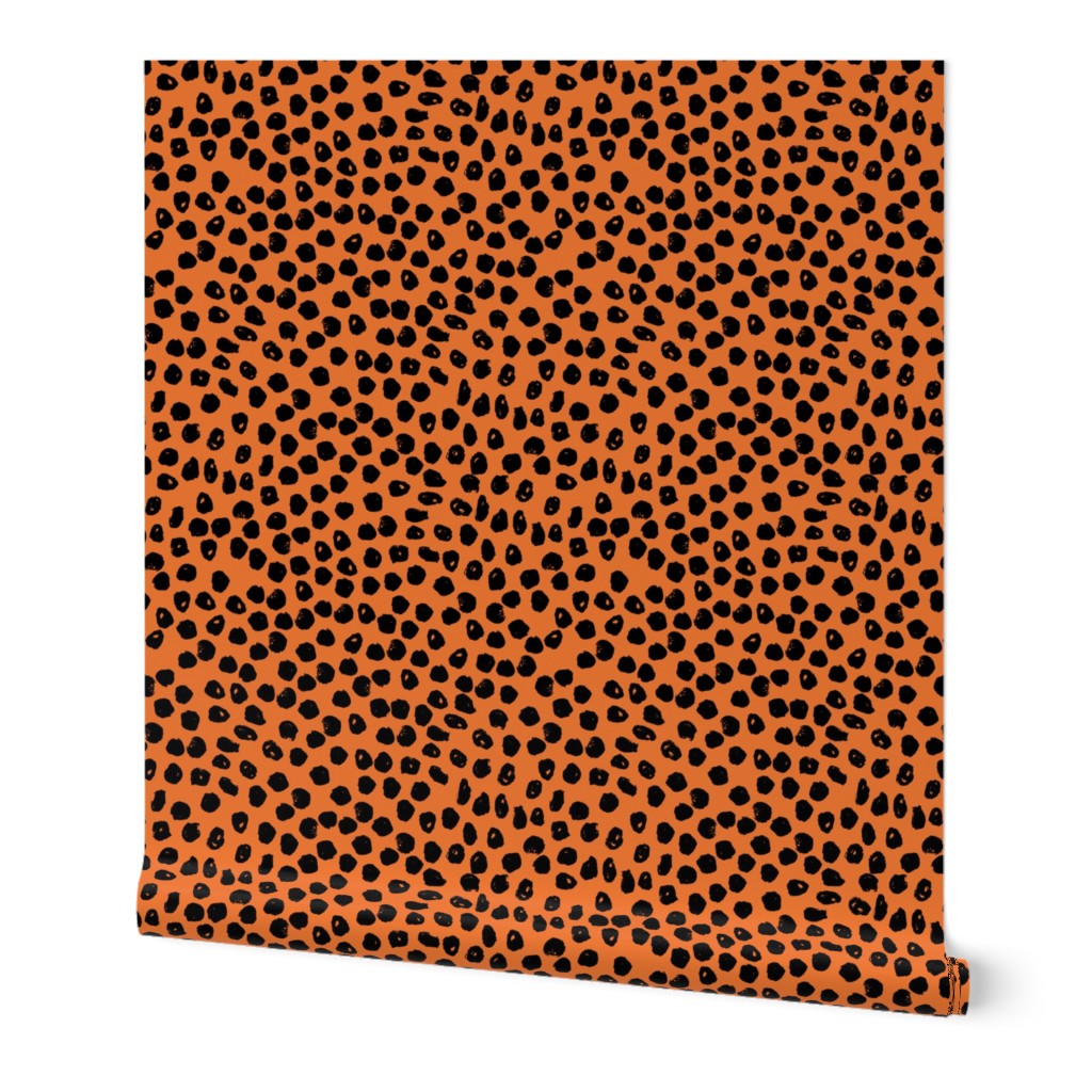 dots // inky orange and black dots halloween spooky scary orange and black dots