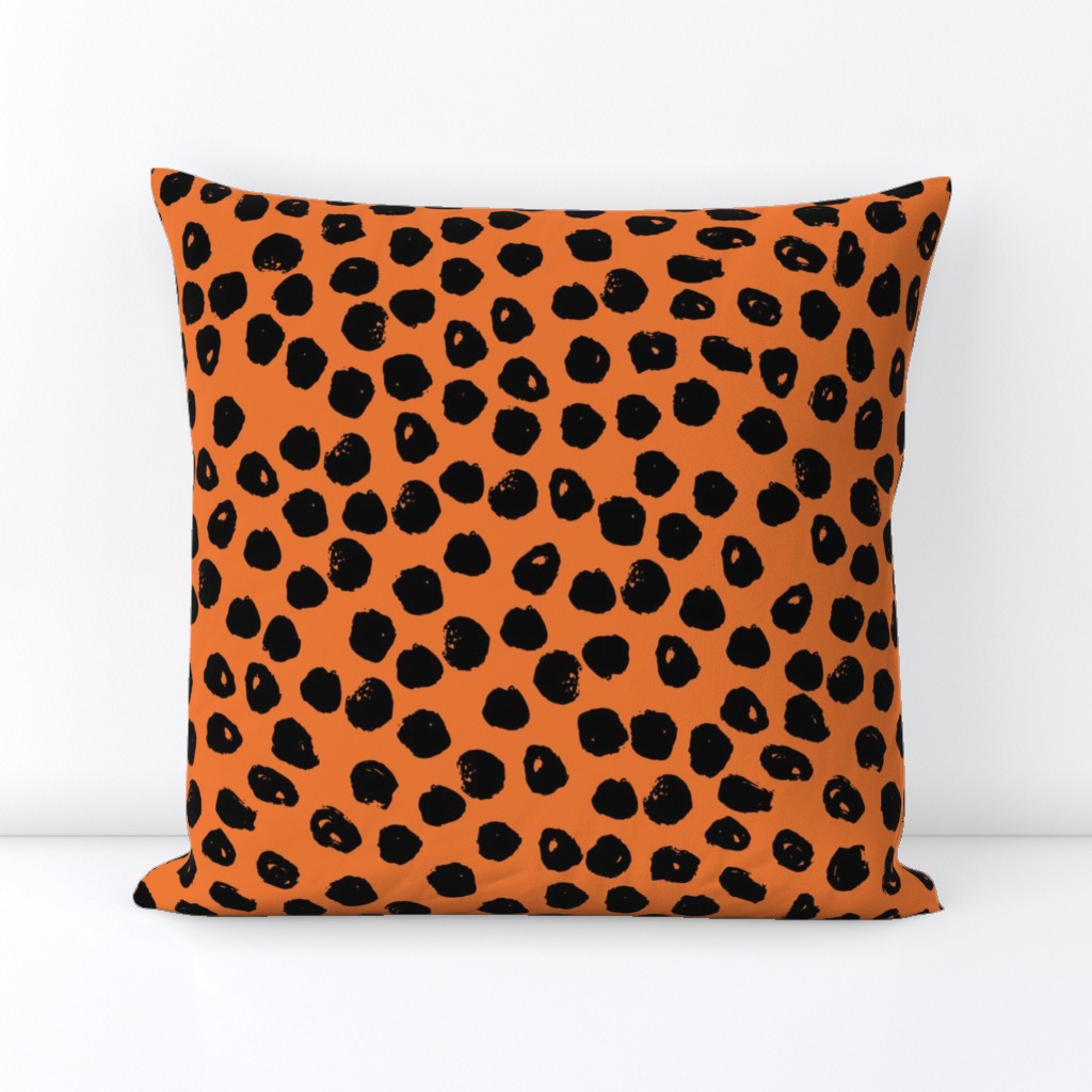 dots // inky orange and black dots halloween spooky scary orange and black dots