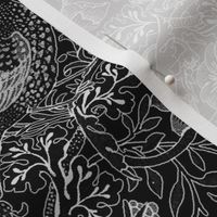 William Morris ~ Strawberry Thief ~ White On Black