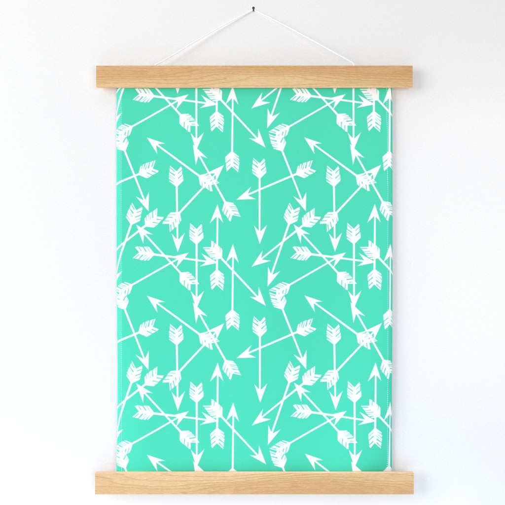 arrows scattered // light jade bright neon green arrows print