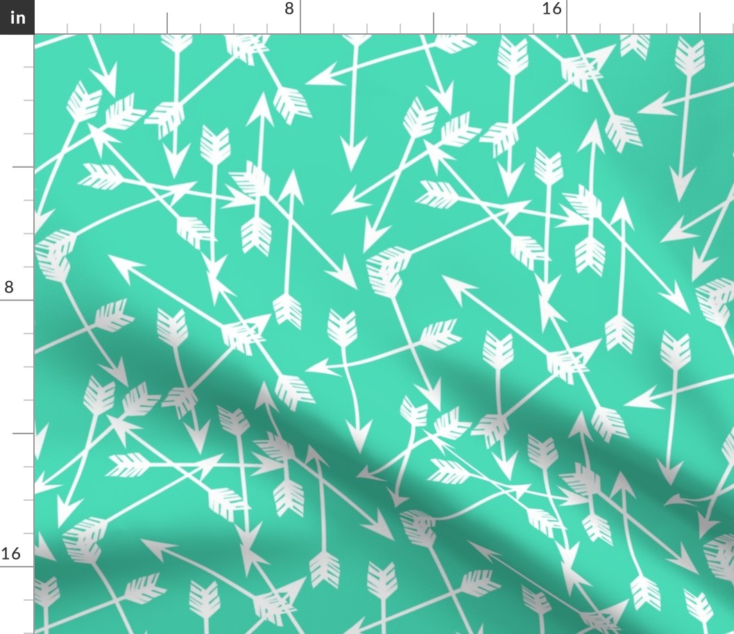 arrows scattered // light jade bright neon green arrows print