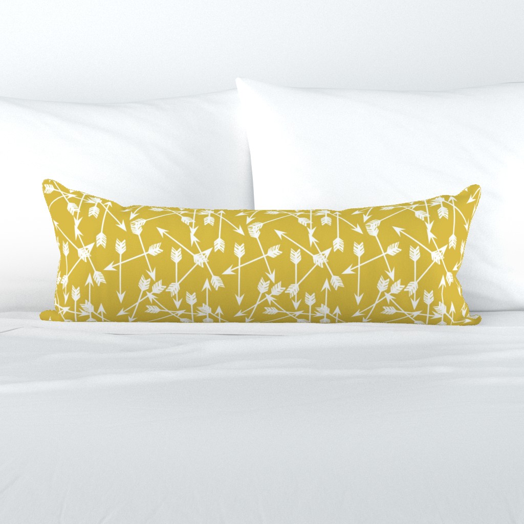 arrows scattered // mustard yellow gender neutral yellow arrows print