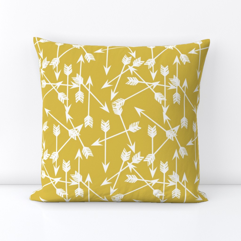 arrows scattered // mustard yellow gender neutral yellow arrows print