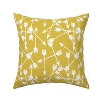 arrows scattered // mustard yellow gender neutral yellow arrows print