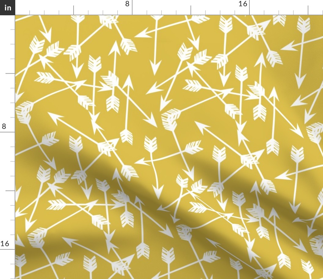 arrows scattered // mustard yellow gender neutral yellow arrows print