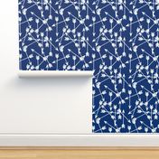 arrows scattered // bright navy blue scattered tribal southwest boys print