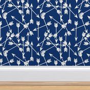 arrows scattered // bright navy blue scattered tribal southwest boys print