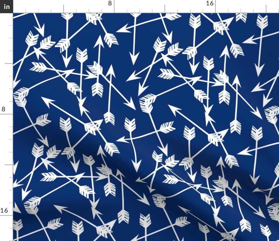 arrows scattered // bright navy blue scattered tribal southwest boys print