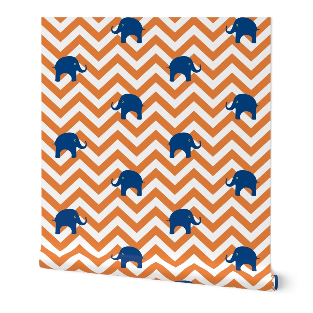 Baby Elephants in Tangerine and Navy