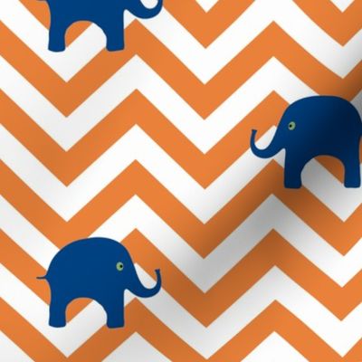 Baby Elephants in Tangerine and Navy