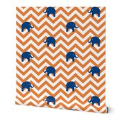 Baby Elephants in Tangerine and Navy