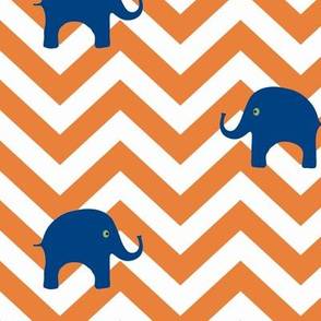 Baby Elephants in Tangerine and Navy