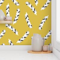 Feathers - Mustard by Andrea Lauren