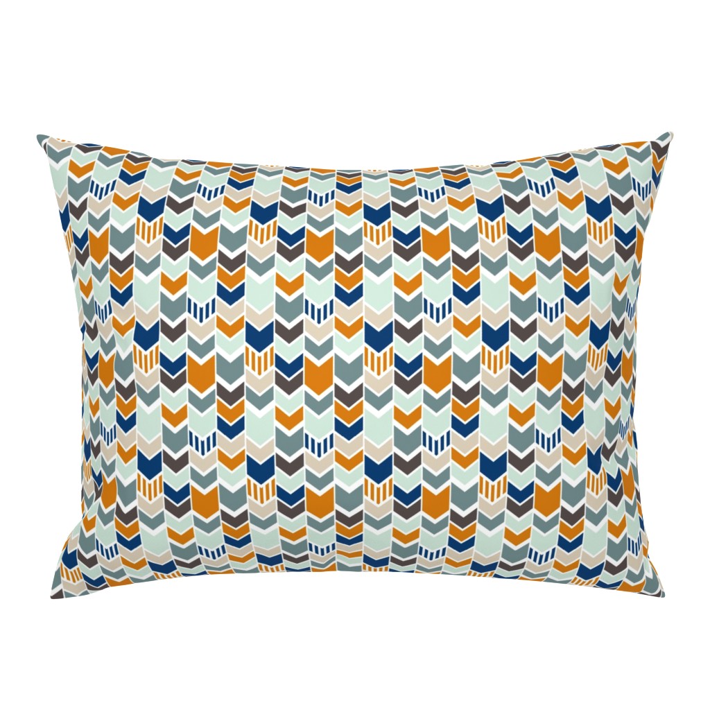 Navy Orange Chevron half scale