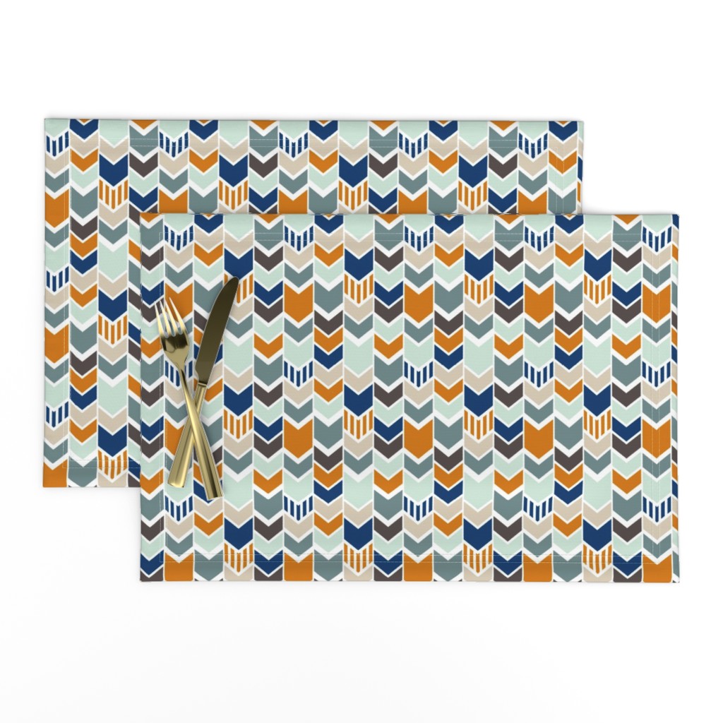 Navy Orange Chevron half scale