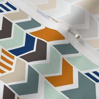 Navy Orange Chevron half scale