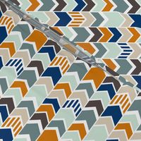 Navy Orange Chevron half scale