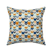 Navy Orange Chevron half scale