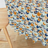 Navy Orange Chevron half scale