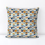 Navy Orange Chevron half scale