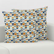 Navy Orange Chevron half scale