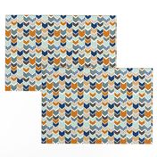 Navy Orange Chevron half scale