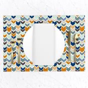 Navy Orange Chevron half scale