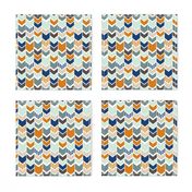 Navy Orange Chevron half scale