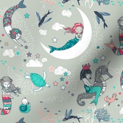 Mermaid Lullaby SMALL (Aqua + Coral)