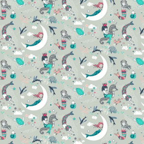 Mermaid Lullaby SMALL (Aqua + Coral)