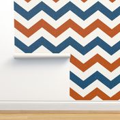 Bold Chevron in Rust and Blue Linen