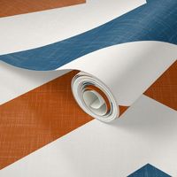 Bold Chevron in Rust and Blue Linen