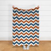 Bold Chevron in Rust and Blue Linen