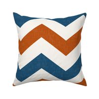 Bold Chevron in Rust and Blue Linen