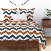 Bold Chevron in Rust and Blue Linen