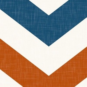 Bold Chevron in Rust and Blue Linen