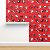 Sharks and Tornados Polka Dot Red