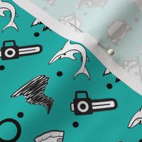 Sharks and Tornados Polka Dot Teal