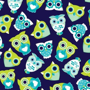 Colorful retro owls illustration boys pattern