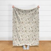 Spring Woodland Toile (sepia pink/linen) LRG