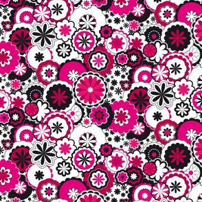 flowers in pink and black
