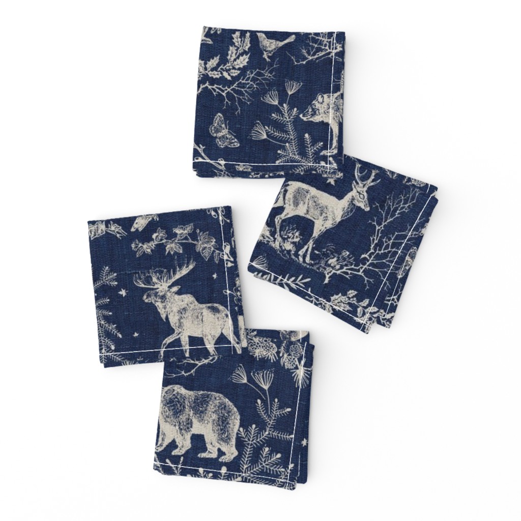 Winter Toile (navy solid/burlap) LRG