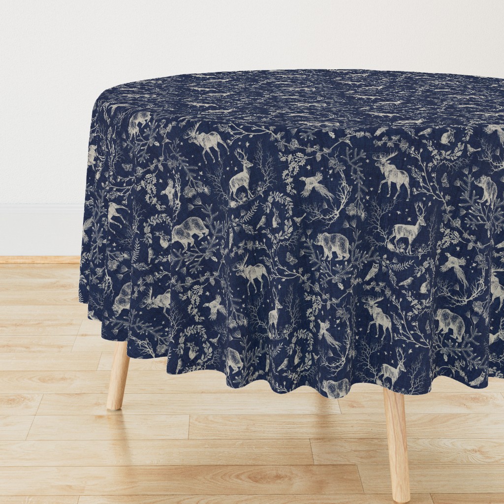 Winter Toile (navy solid/burlap) LRG